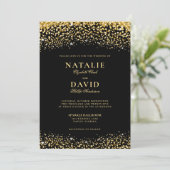 Luxury Gold Glitter op Black Elegant Wedding Kaart (Staand voorkant)