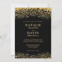Luxury Gold Glitter op Black Elegant Wedding