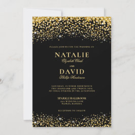 Luxury Gold Glitter op Black Elegant Wedding Kaart