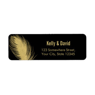 Luxury Gold Glitter Peacock Feather Modern Wedding Etiket
