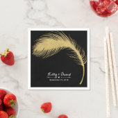 Luxury Gold Glitter Peacock Feather Modern Wedding Servet (Insitu)