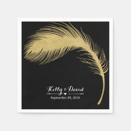 Luxury Gold Glitter Peacock Feather Modern Wedding Servet