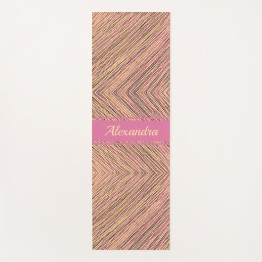Luxury Gold Glitter Personalized Stripes Pink Yogamat (Voorkant)