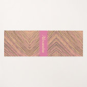 Luxury Gold Glitter Personalized Stripes Pink Yogamat (Voorkant (horizontaal))