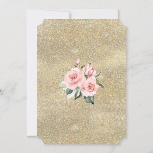 Luxury Gold Glitter Pink Floral First Community Kaart (Achterkant)