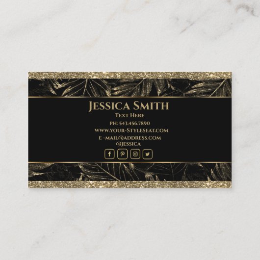 Luxury Gold Glitter professioneel Visitekaartje (Achterkant)