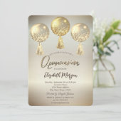 Luxury Gold Glitter-schijven ballonnen Quinceañera Kaart (Staand voorkant)