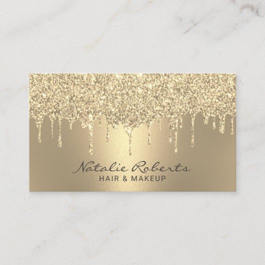 Luxury Gold Glitter-schijven Moderne Beauty Salon Visitekaartje (Voorkant)