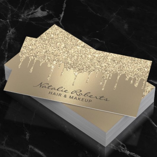 Luxury Gold Glitter-schijven Moderne Beauty Salon Visitekaartje