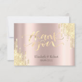 Luxury Gold Glitter-schijven Roos Gold Bedankkaart (Voorkant)