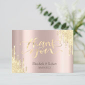 Luxury Gold Glitter-schijven Roos Gold Bedankkaart (Staand voorkant)