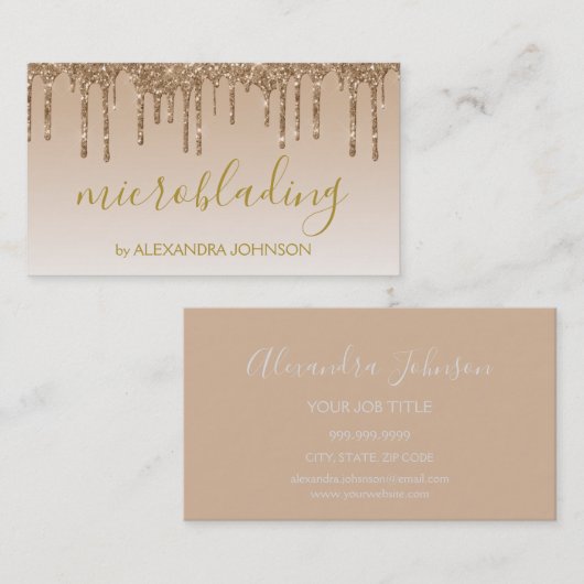 Luxury Gold Glitter Sparkle Microblading Visitekaartje (Voorkant / Achterkant)