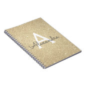 Luxury Gold Glitter Sparkle Monogram Notitieboek (Rechterzijde)