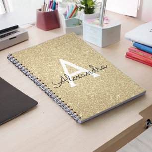 Luxury Gold Glitter Sparkle Monogram Notitieboek