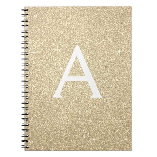 Luxury Gold Glitter Sparkle Monogram Notitieboek (Voorkant)