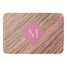 Luxury Gold Glitter Sparkle Monogram Roze Stripes
