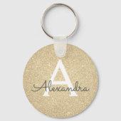 Luxury Gold Glitter & Sparkle Monogram Sleutelhanger (Voorkant)