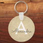 Luxury Gold Glitter & Sparkle Monogram Sleutelhanger (Voorkant)