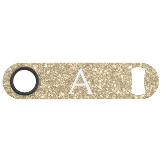 Luxury Gold Glitter & Sparkle Monogram Speed Flessenopener (Voorkant (Horizontaal))