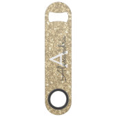 Luxury Gold Glitter & Sparkle Monogram Speed Flessenopener (Achterkant)