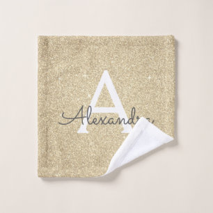 Luxury Gold Glitter & Sparkle Monogram Washandje