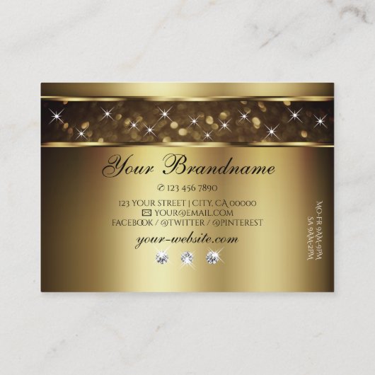 Luxury Gold Glitter Sparkle Stars Diamonds Elegant Visitekaartje (Achterkant)