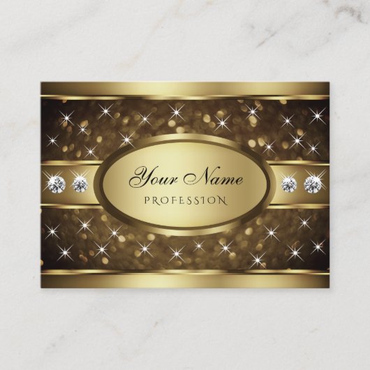 Luxury Gold Glitter Sparkle Stars Diamonds Elegant Visitekaartje (Voorkant)