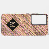 Luxury Gold Glitter Stripes Monogram Samsung Galaxy Hoesje (Achterkant horizontaal)
