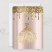 Luxury Gold Glitter-stuwt dress Quinceañera Kaart (Achterkant)