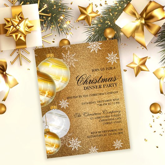 Luxury Gold Glitter - Uitnodiging voor kerstfeestd