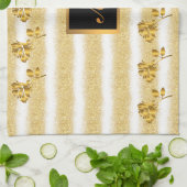 Luxury Gold Glitter White Floral Gift Theedoek (Gevouwen)