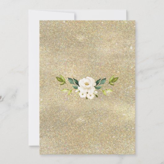 Luxury Gold Glitter White Flowers First Community Kaart (Achterkant)
