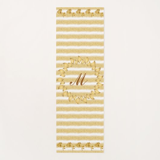 Luxury Gold Glitter White Monogramed Gift Yogamat (Voorkant)