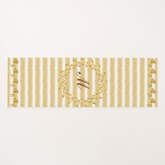 Luxury Gold Glitter White Monogramed Gift Yogamat (Voorkant (horizontaal))