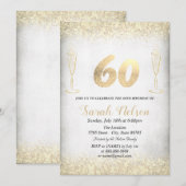 Luxury Gold Glitter Wine Glass Invitation Kaart (Voorkant / Achterkant)