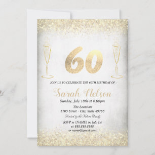 Luxury Gold Glitter Wine Glass Invitation Kaart