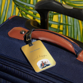 Luxury Gold Gradient Custom Photo & Name  Bagagelabel