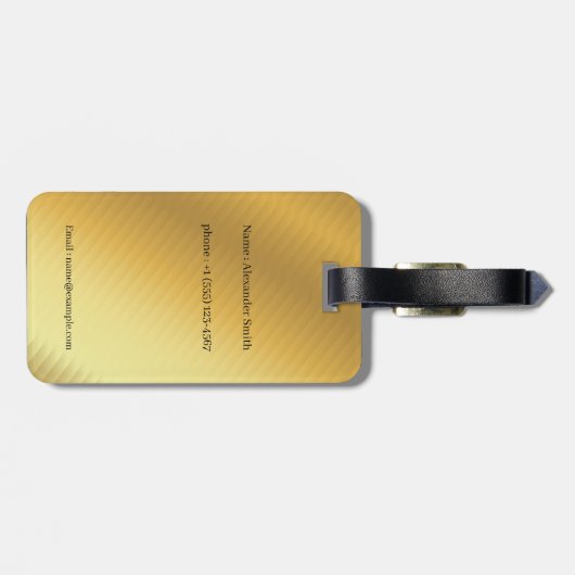 Luxury Gold Gradient Custom Photo & Name  Bagagelabel (Achterkant horizontaal)