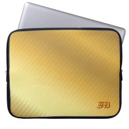 Luxury Gold Gradient Monogram Personalized Laptop Sleeve