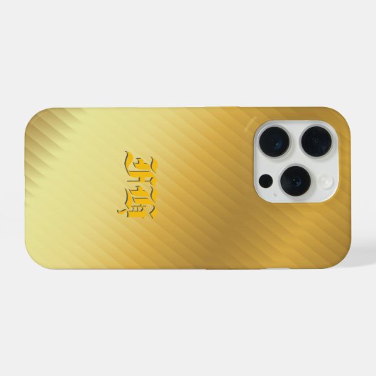 Luxury Gold Gradient Pattern Monogram Gothic Initi iPhone Hoesje (Achterkant horizontaal)