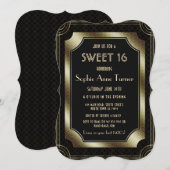 Luxury Gold Great Gatsby Art Deco 1920s SWEET 16 Kaart (Voorkant / Achterkant)