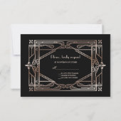 Luxury Gold Great Gatsby Art Deco 20s Wedding RSVP Kaartje (Achterkant)