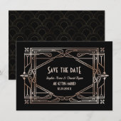 Luxury Gold Great Gatsby Art Deco 20s Wedding Save The Date (Voorkant / Achterkant)