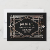 Luxury Gold Great Gatsby Art Deco 20s Wedding Save The Date (Voorkant)