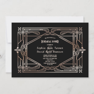 Luxury Gold Great Gatsby Art Deco Rehearsal Dinner Kaart