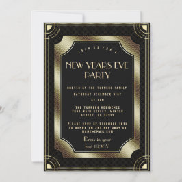 Luxury Gold Great Gatsby Black 20s nieuwjaarsfeest Kaart