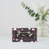 Luxury Gold Hair Stylist Tools Roze Floral Visitekaartje (Staand voorkant)