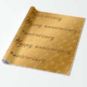 Luxury Gold Happy Floral 50e Jubileum Cadeaupapier (Uitgerold)