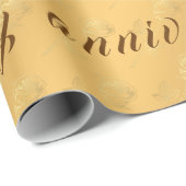 Luxury Gold Happy Floral 50e Jubileum Cadeaupapier (Rol Hoek)