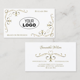 Luxury Gold hoeken Plain White met Logo Visitekaartje